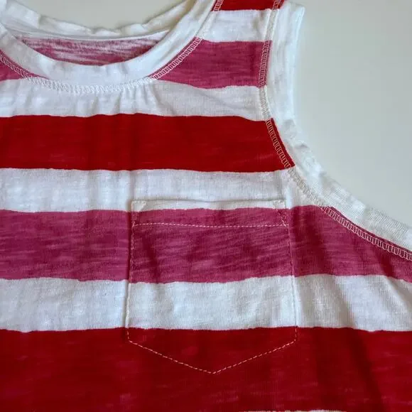 Primary Kids Pink Red Striped Cotton Tank Top Girls 8-9 - Picture 5 of 8
